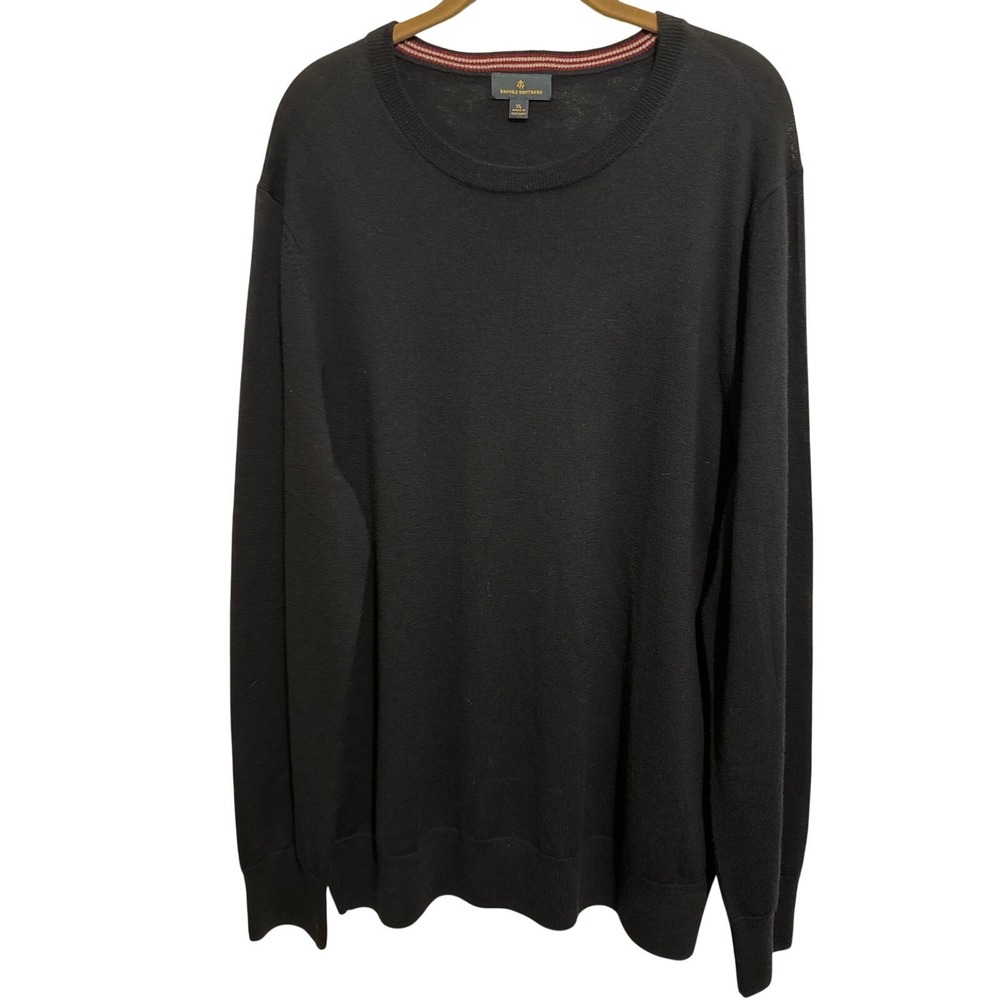 Brooks Brothers Merino Wool Sweater Mens XL‎ Black Classic Preppy Quiet Luxury